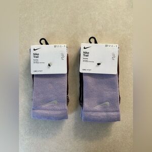 Nike Trail-Running Crew Socks Wool Blend w/ Nikegrip (2 Pair) Sz 11.5-13 NWT